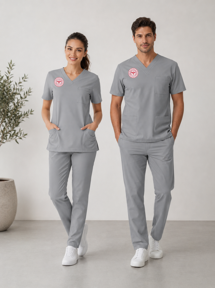 Teknik Hizmetler Forması Scrubs Likralı Takım Sağlık Bakanlığı Uyumlu-Neutral Gray