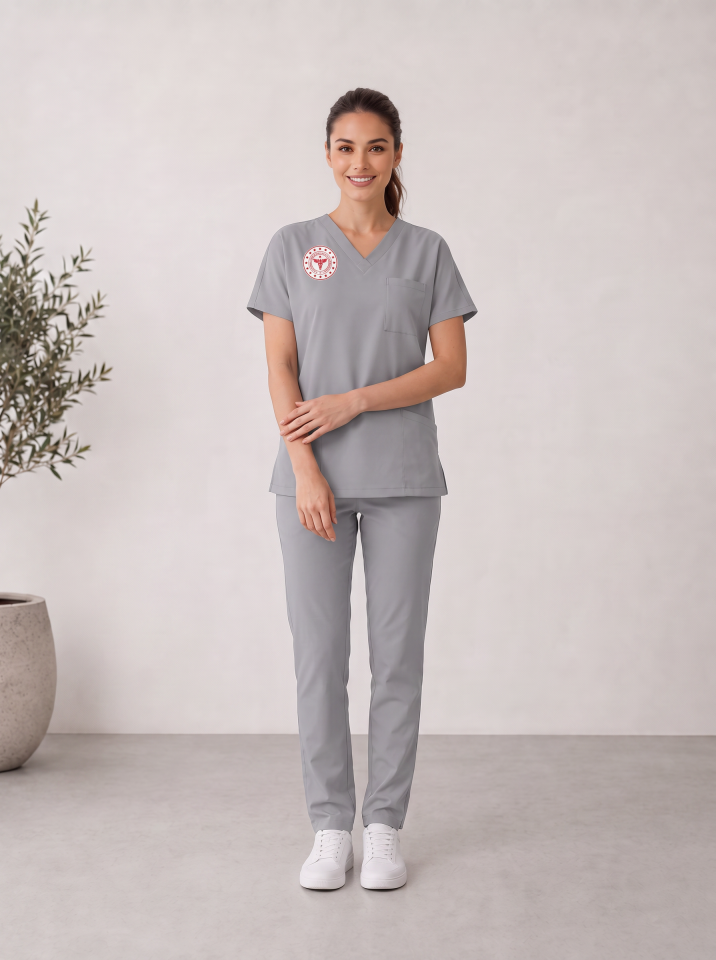 Teknik Hizmetler Forması Scrubs Likralı Takım Sağlık Bakanlığı Uyumlu-Neutral Gray