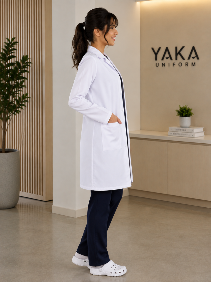 Kadın Klasik Yaka Vizit Önlük Alpaka Kumaş