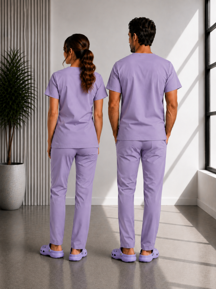 Classic -Lila Likralı Üniforma Takım Scrubs
