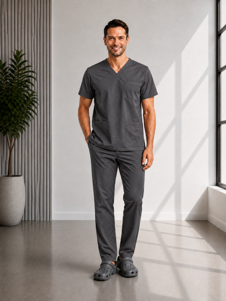 Classic -Füme Likralı Üniforma Takım Scrubs