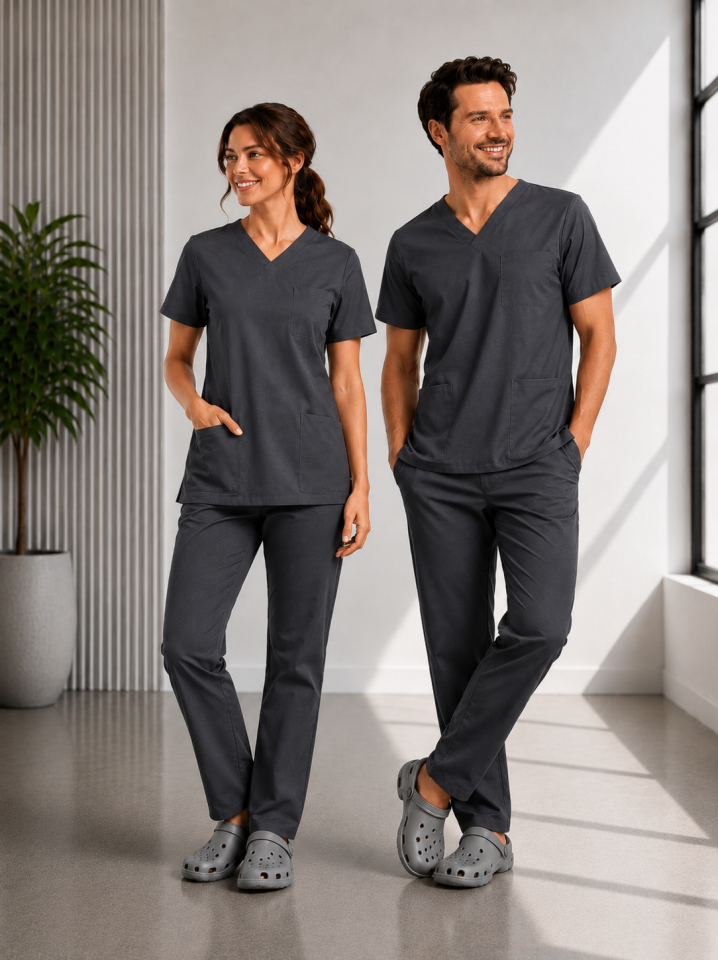 Classic -Füme Likralı Üniforma Takım Scrubs