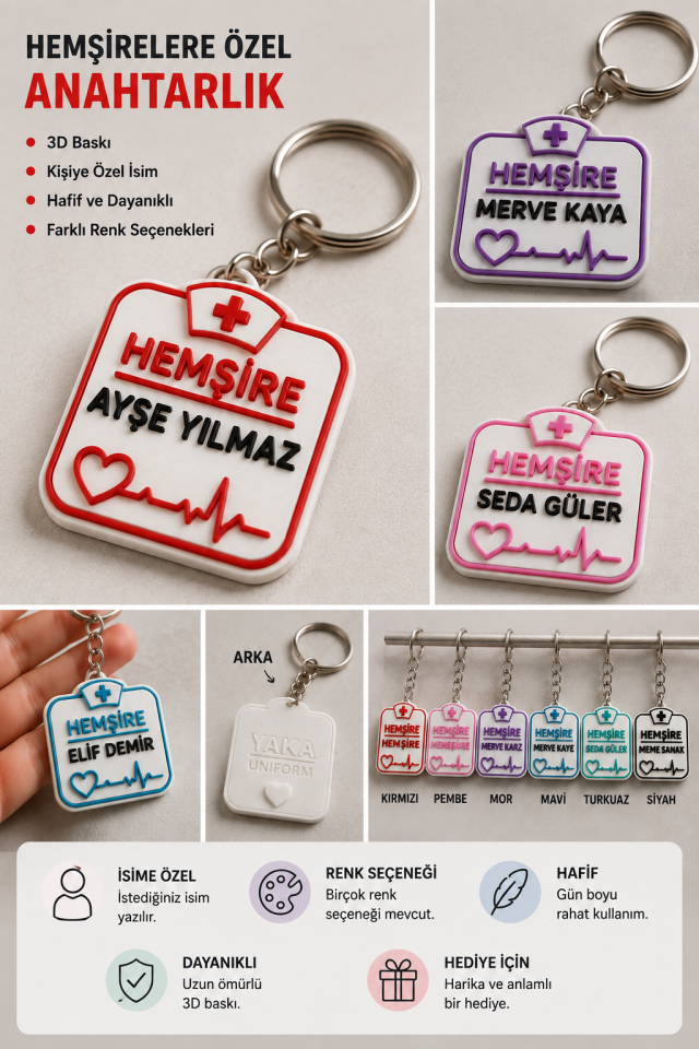 HEMŞİRE ANAHTARLIK İSME ÖZEL